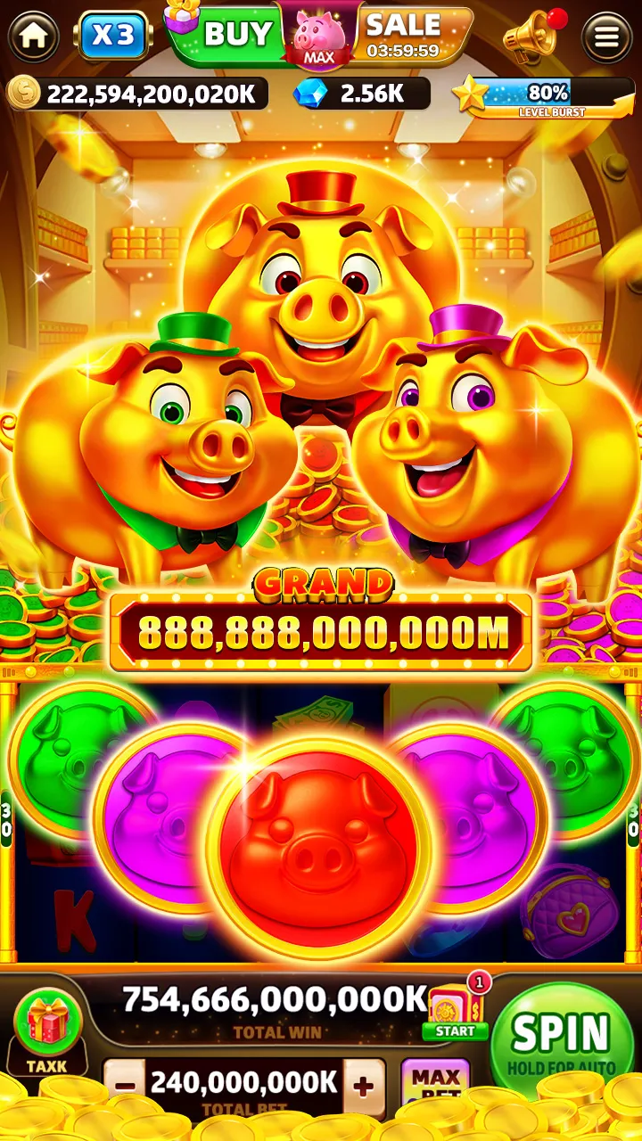 Console-quality HD graphics on a Royal Slots slot machine
